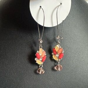Elegant Red and Orange Drop Earrings